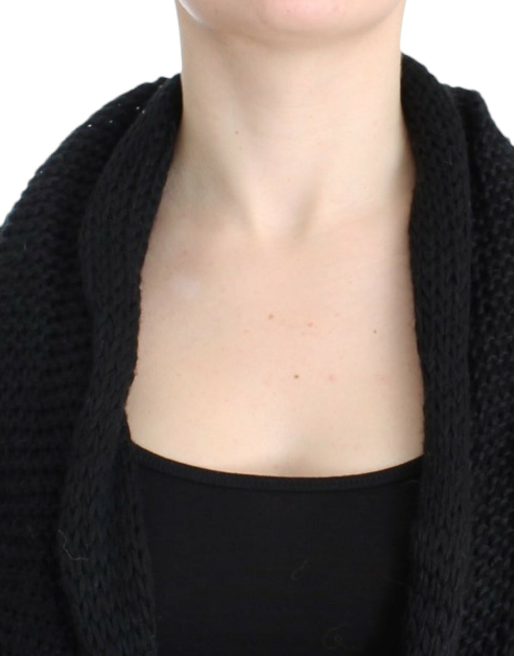 Schwarze ärmellose Strickweste