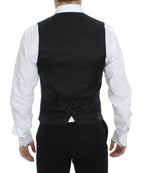 Schwarz gestreiftes Stretch-Kleid, Weste, Gilet