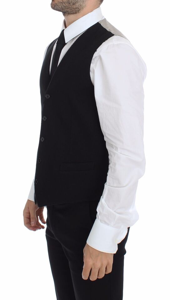 Schwarzes Baumwollkleid Weste Blazer Jacke