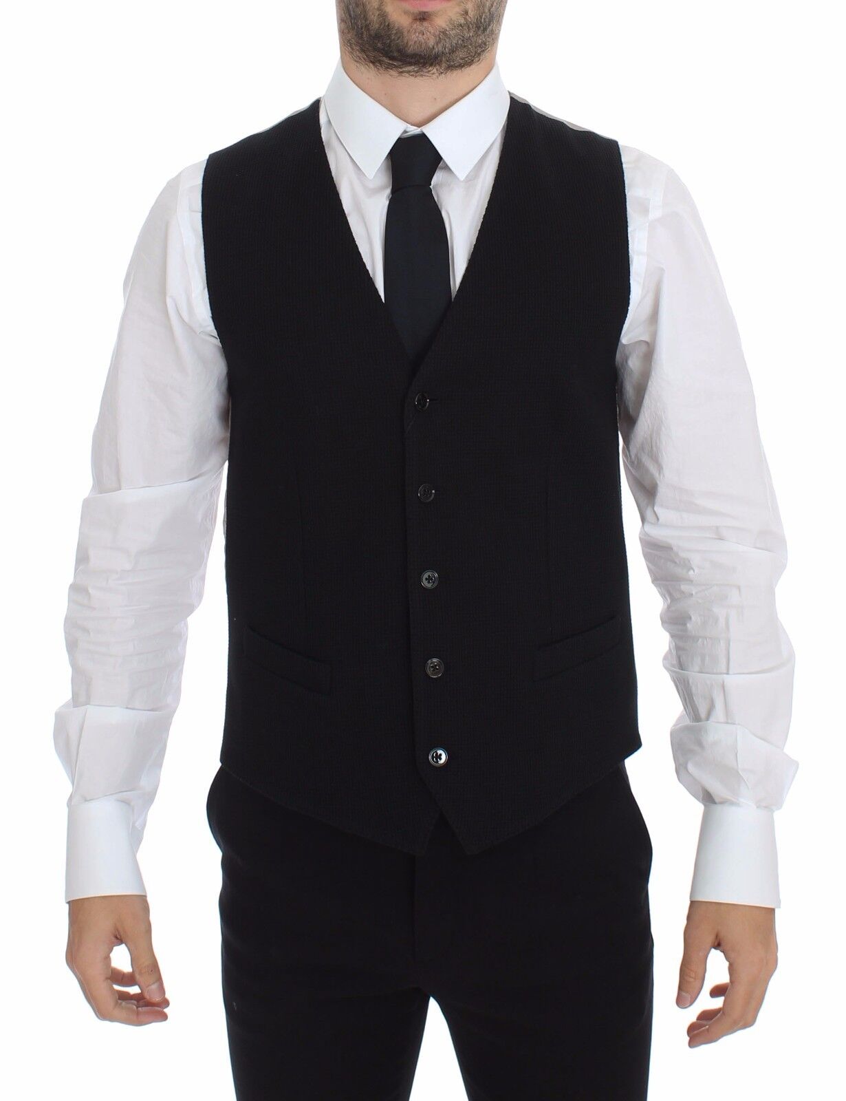 Schwarzes Baumwollkleid Weste Blazer Jacke