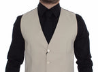 Beige Baumwolle Stretch Weste Blazer