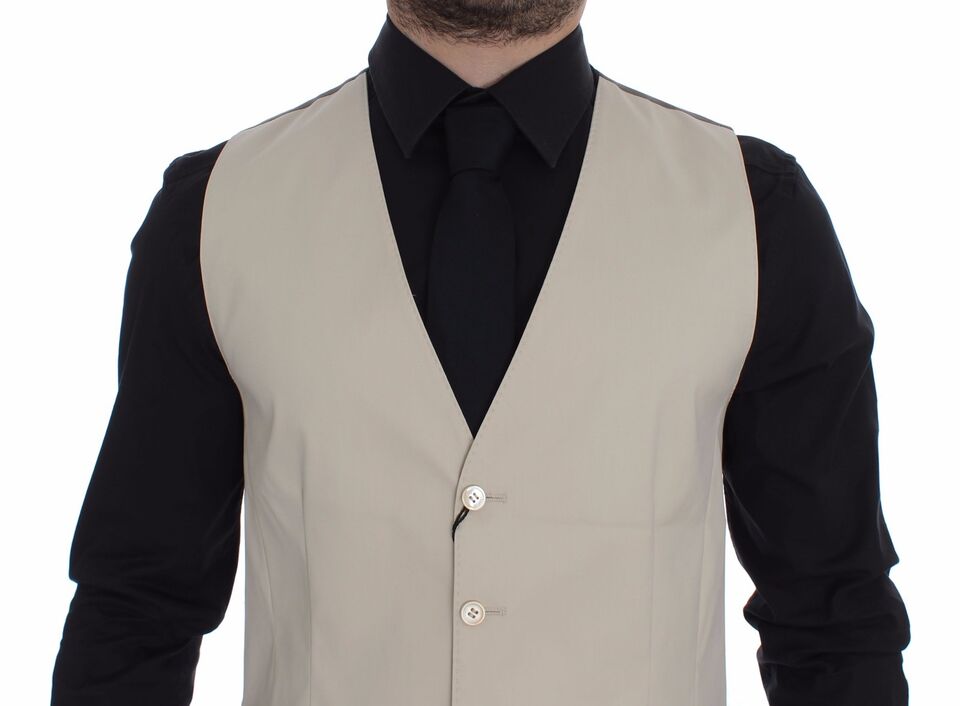 Beige Baumwolle Stretch Weste Blazer