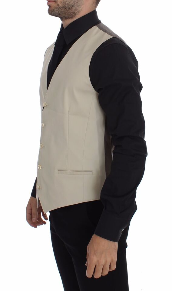 Beige Baumwolle Stretch Weste Blazer