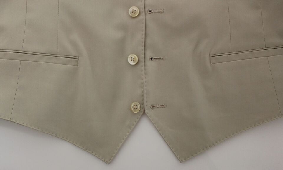 Beige Baumwolle Stretch Weste Blazer