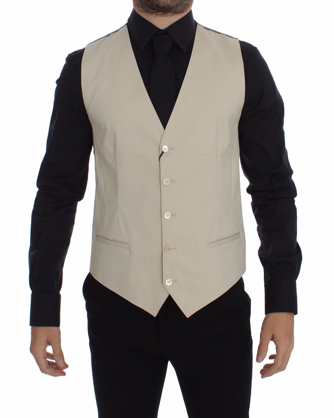 Beige Baumwolle Stretch Weste Blazer