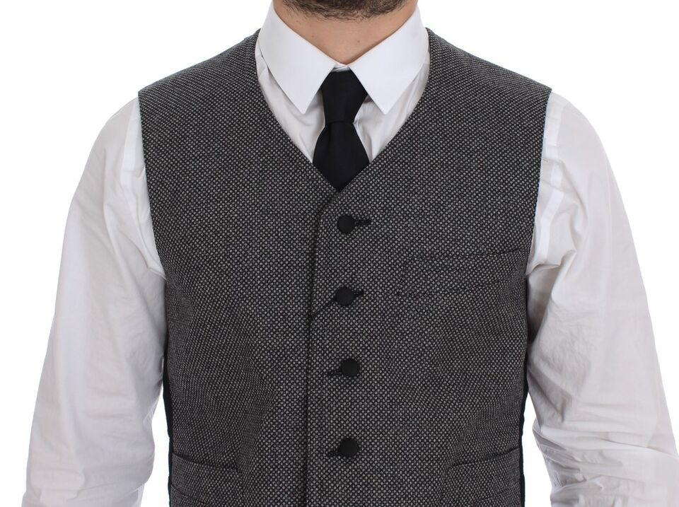 Gray Cotton Blend Logo Vest