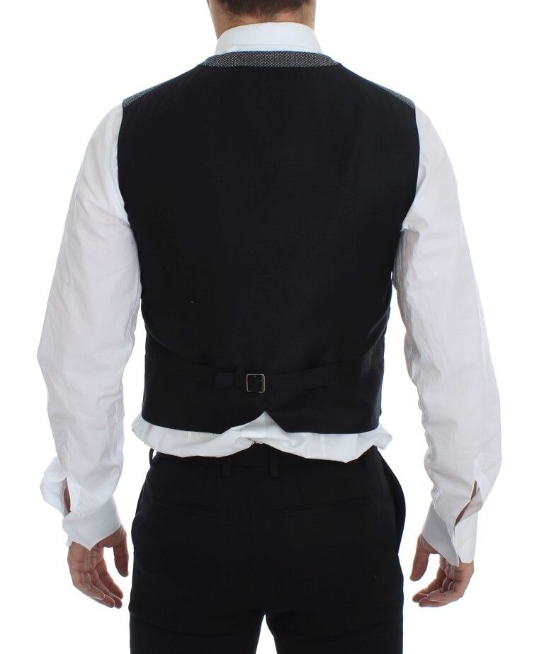 Gray Cotton Blend Logo Vest