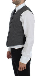 Gray Cotton Blend Logo Vest