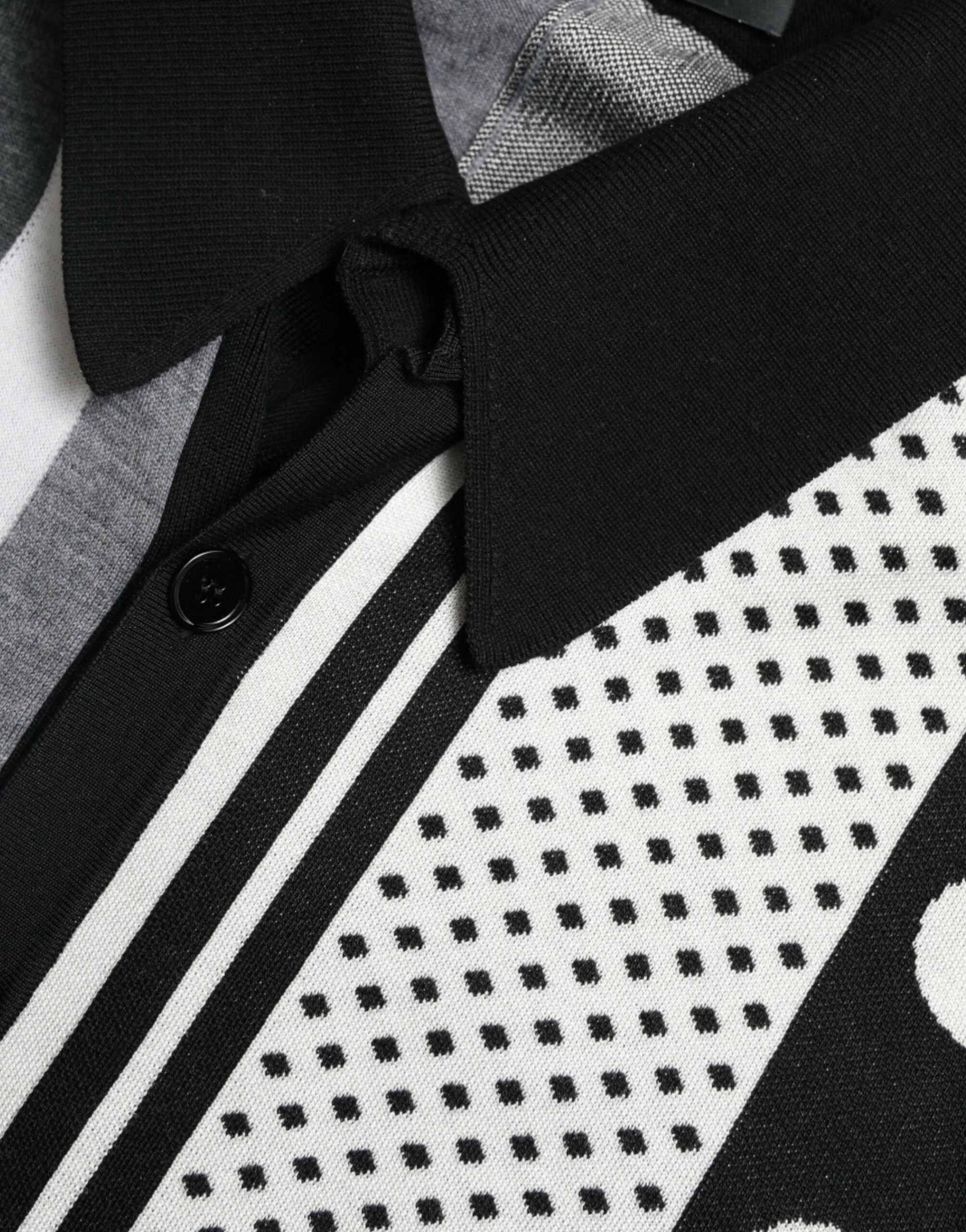 Schwarz Weiß Jumper Cardigan Polo Pullover