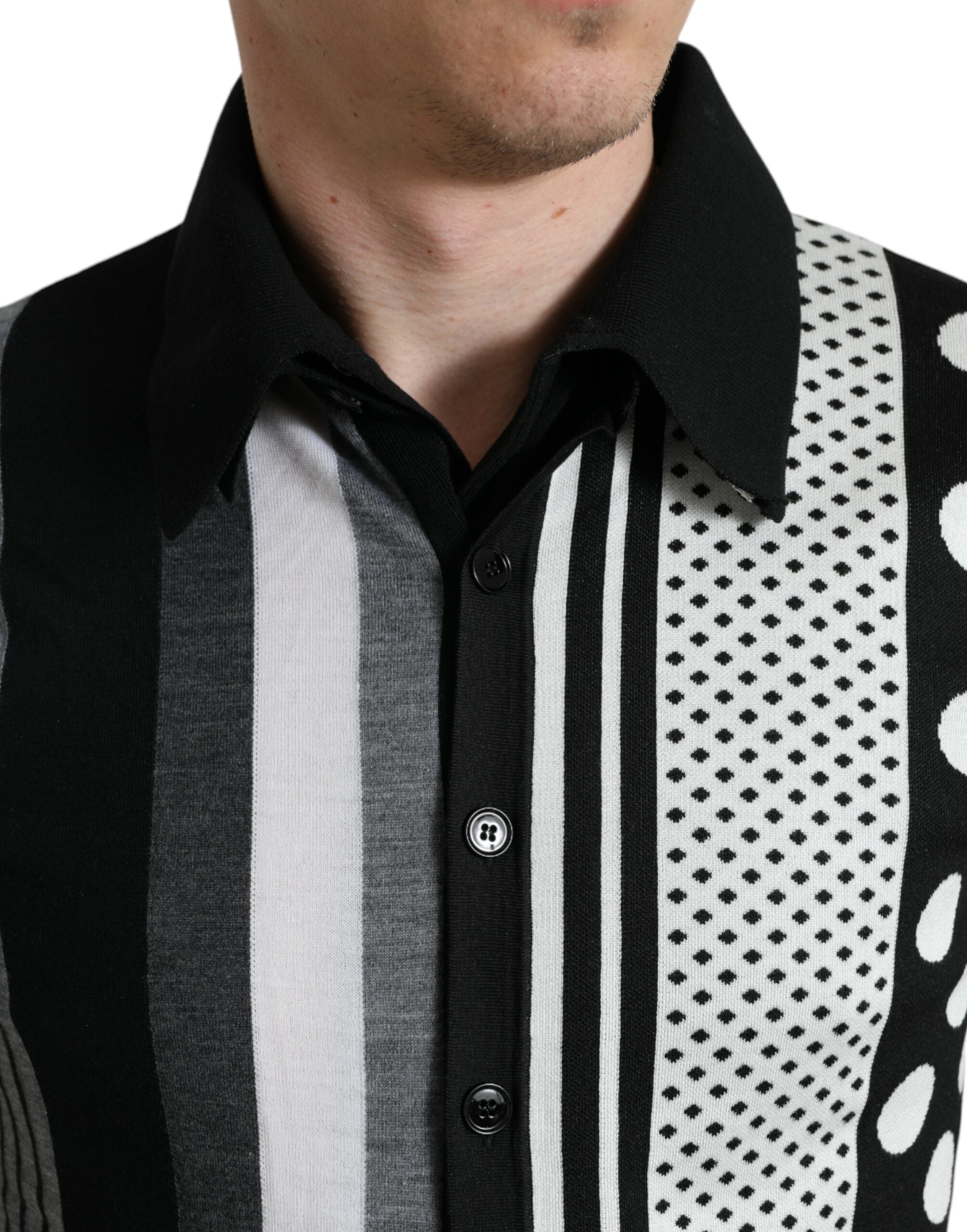 Schwarz Weiß Jumper Cardigan Polo Pullover
