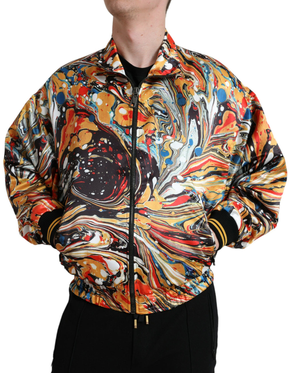 Mehrfarbige abstrakte Bomberjacke aus Polyester