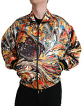 Mehrfarbige abstrakte Bomberjacke aus Polyester