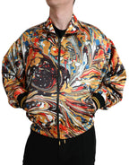 Mehrfarbige abstrakte Bomberjacke aus Polyester
