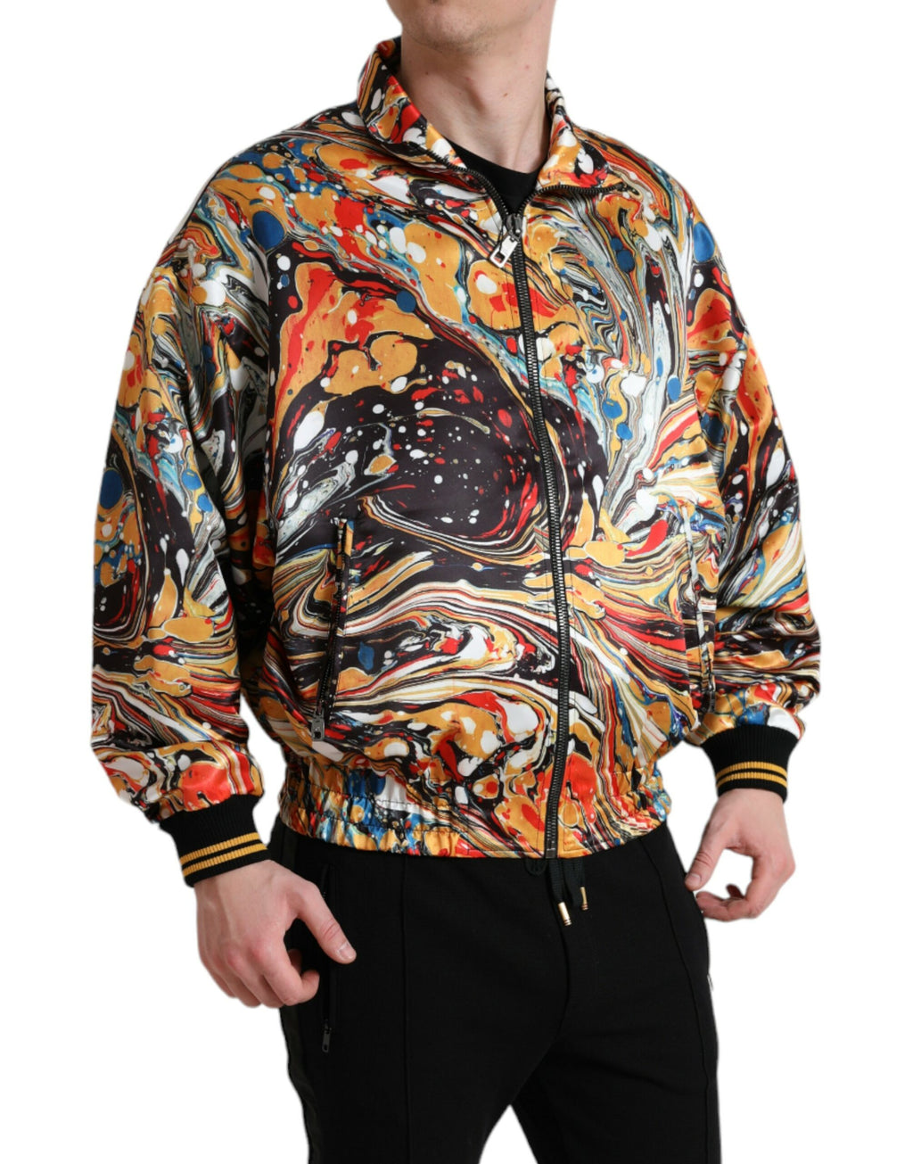 Mehrfarbige abstrakte Bomberjacke aus Polyester