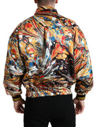 Mehrfarbige abstrakte Bomberjacke aus Polyester