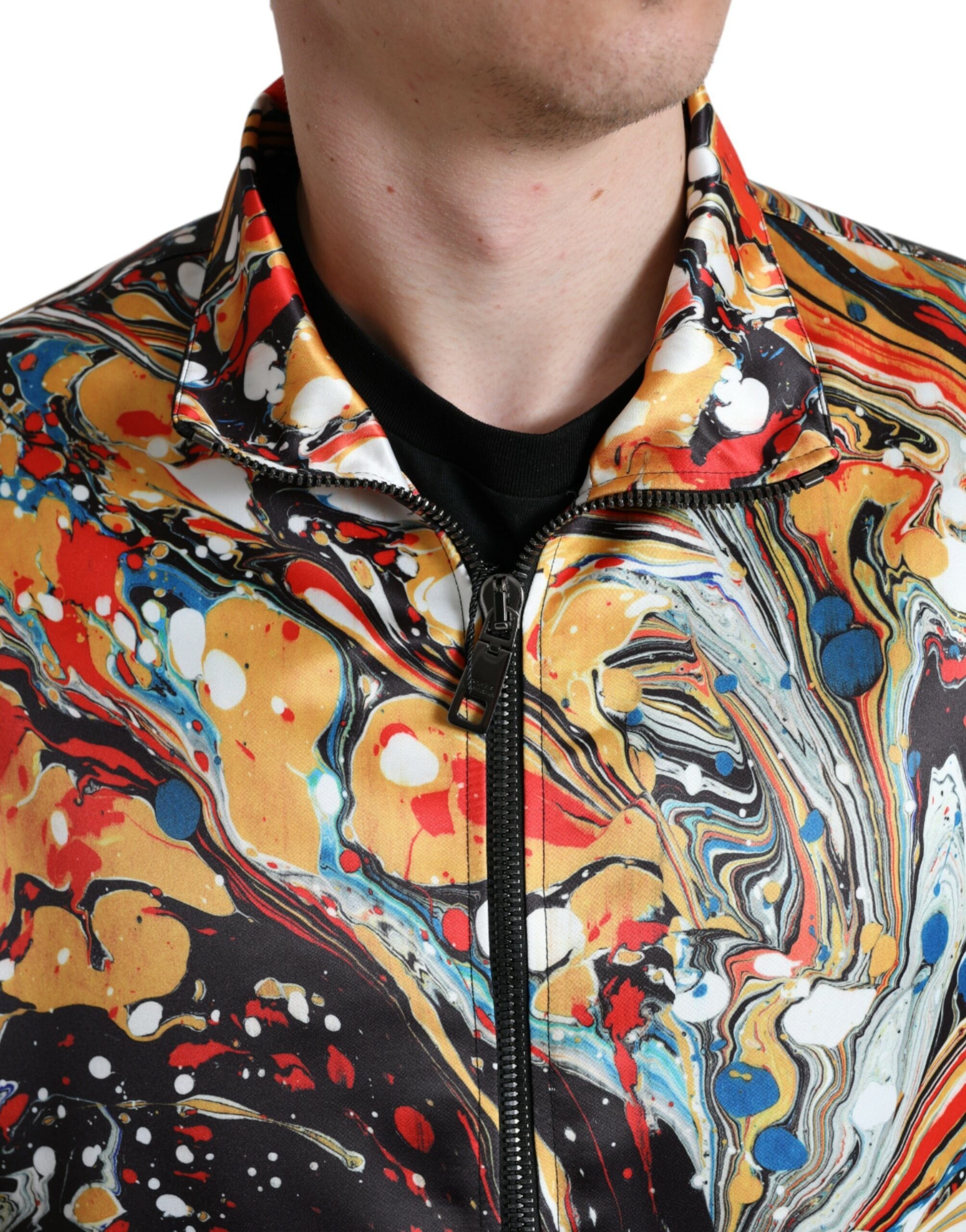 Mehrfarbige abstrakte Bomberjacke aus Polyester