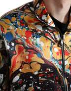 Mehrfarbige abstrakte Bomberjacke aus Polyester