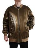 Bronze Nylon Full Zip Men's Bomber Jacket
