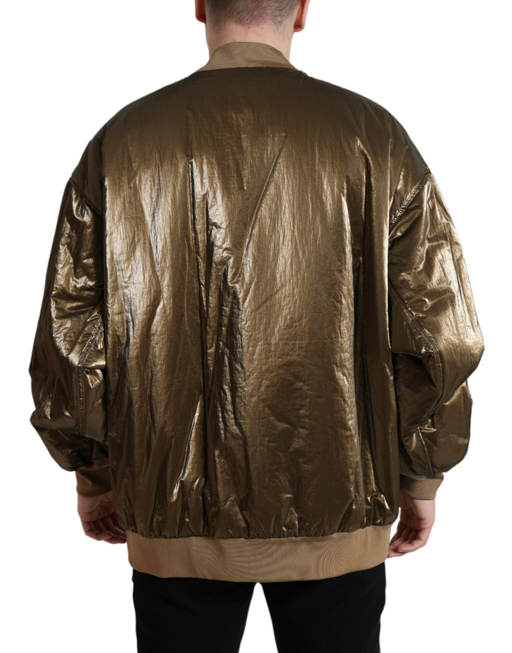 Bronze Nylon Full Zip Men's Bomber Jacket
