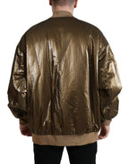 Bronze Nylon Full Zip Men's Bomber Jacket