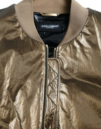 Bronze Nylon Full Zip Men's Bomber Jacket