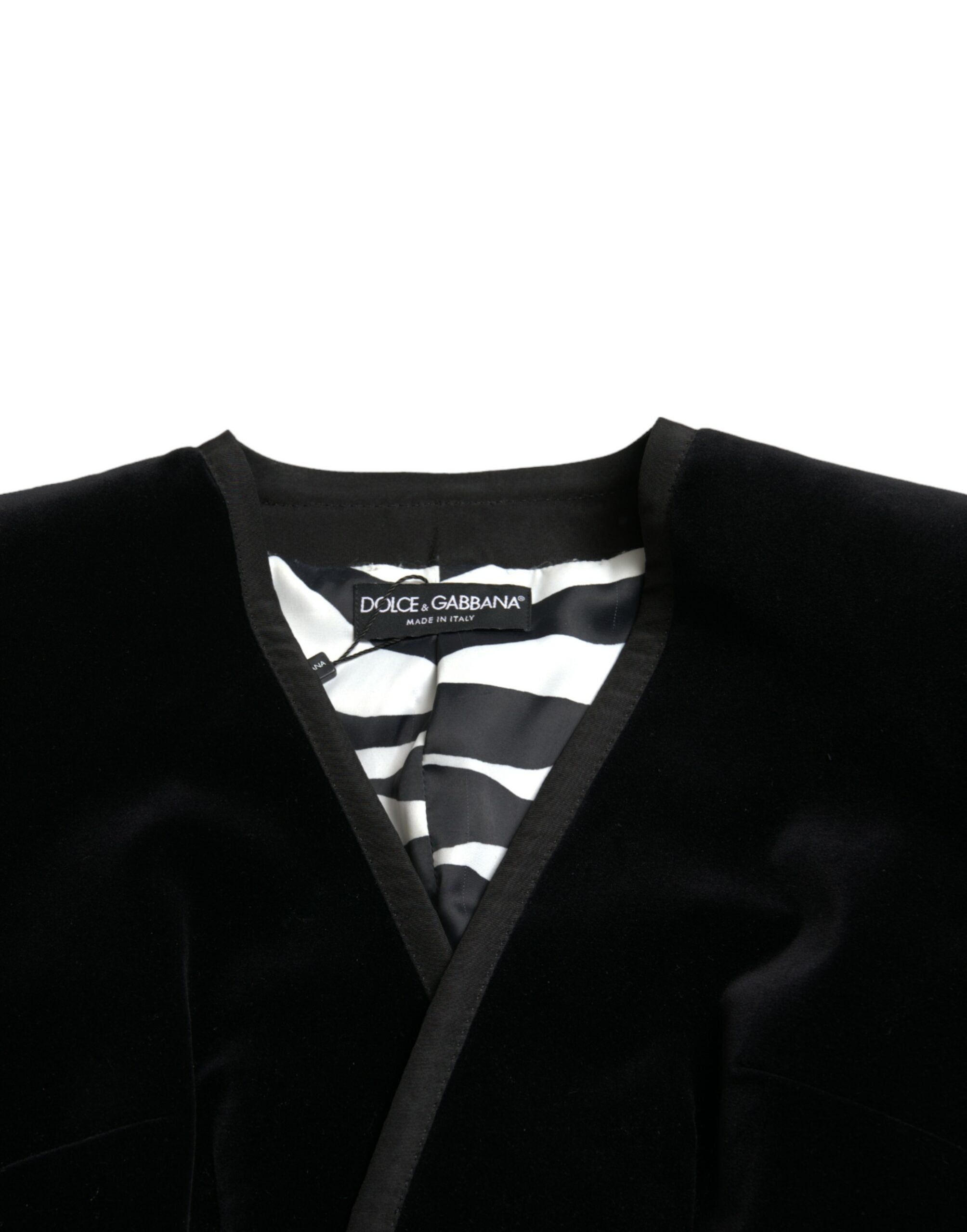 Schwarze zweireihige Jacke aus Samtbaumwolle