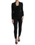 Schwarzer Einreiher Blazer Mantel aus Wolle