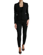 Schwarzer Einreiher Blazer Mantel aus Wolle