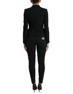 Schwarzer Einreiher Blazer Mantel aus Wolle
