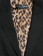 Schwarzer Einreiher Blazer Mantel aus Wolle