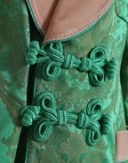 Grüne zweireihige Jacke im Blumenmuster