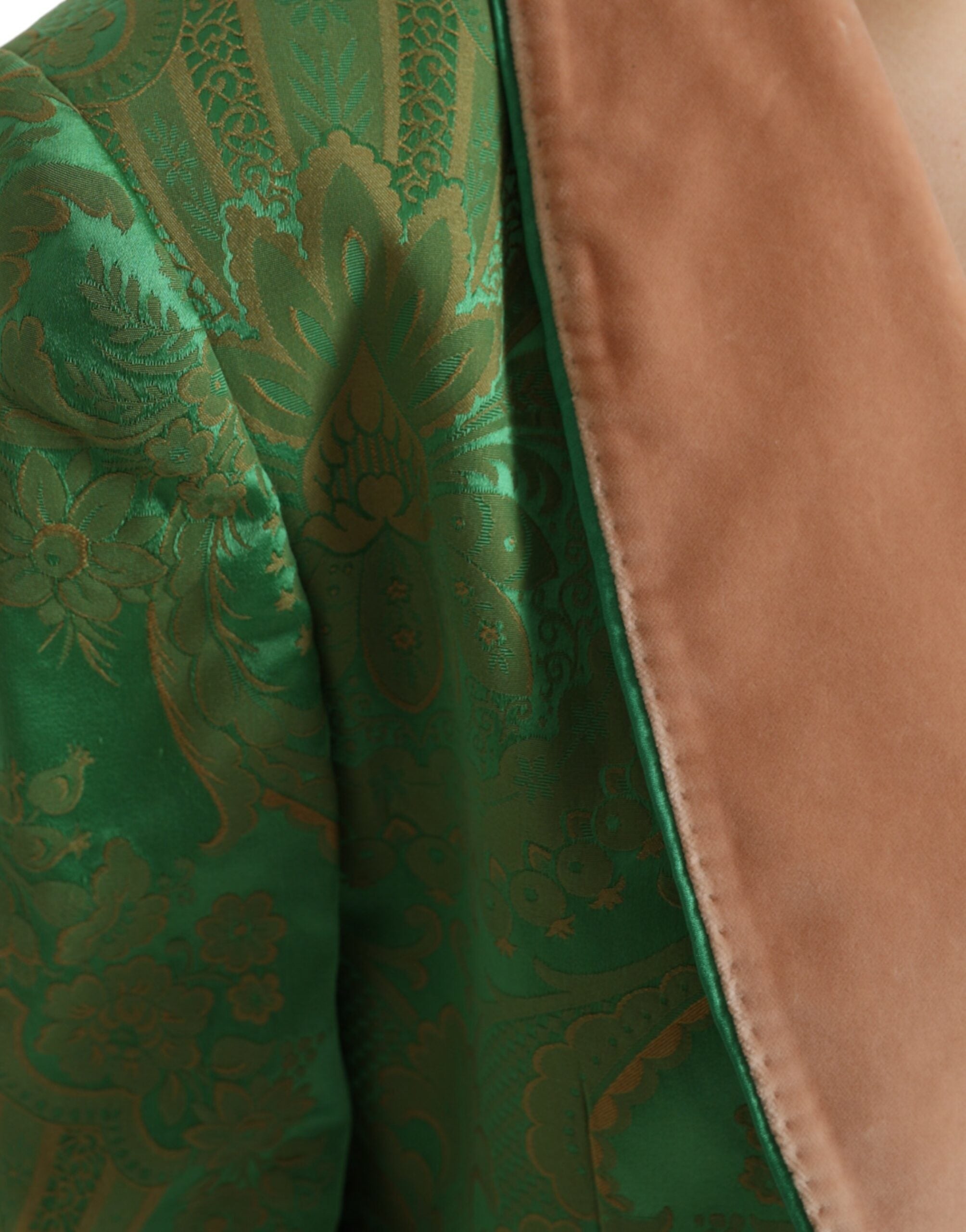 Grüne zweireihige Jacke im Blumenmuster