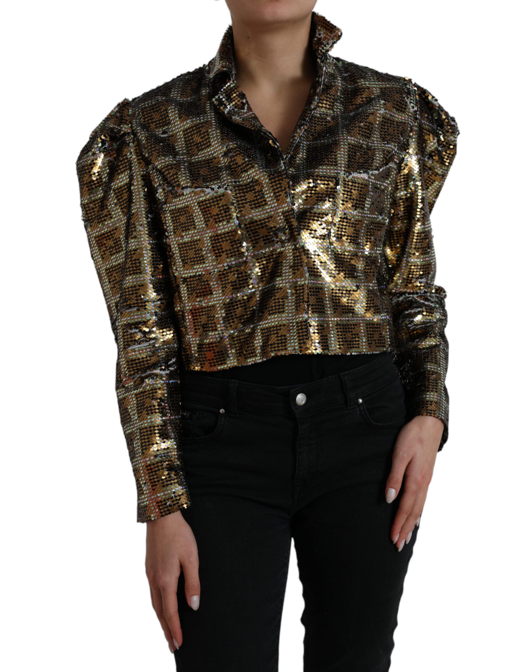 Mehrfarbige Pailletten-Kurzjacke aus Polyester