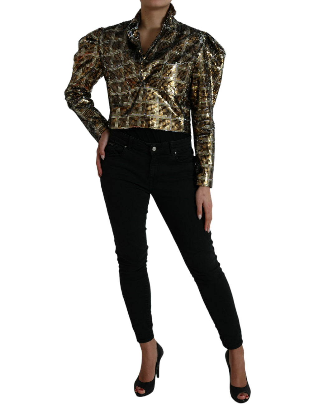 Mehrfarbige Pailletten-Kurzjacke aus Polyester