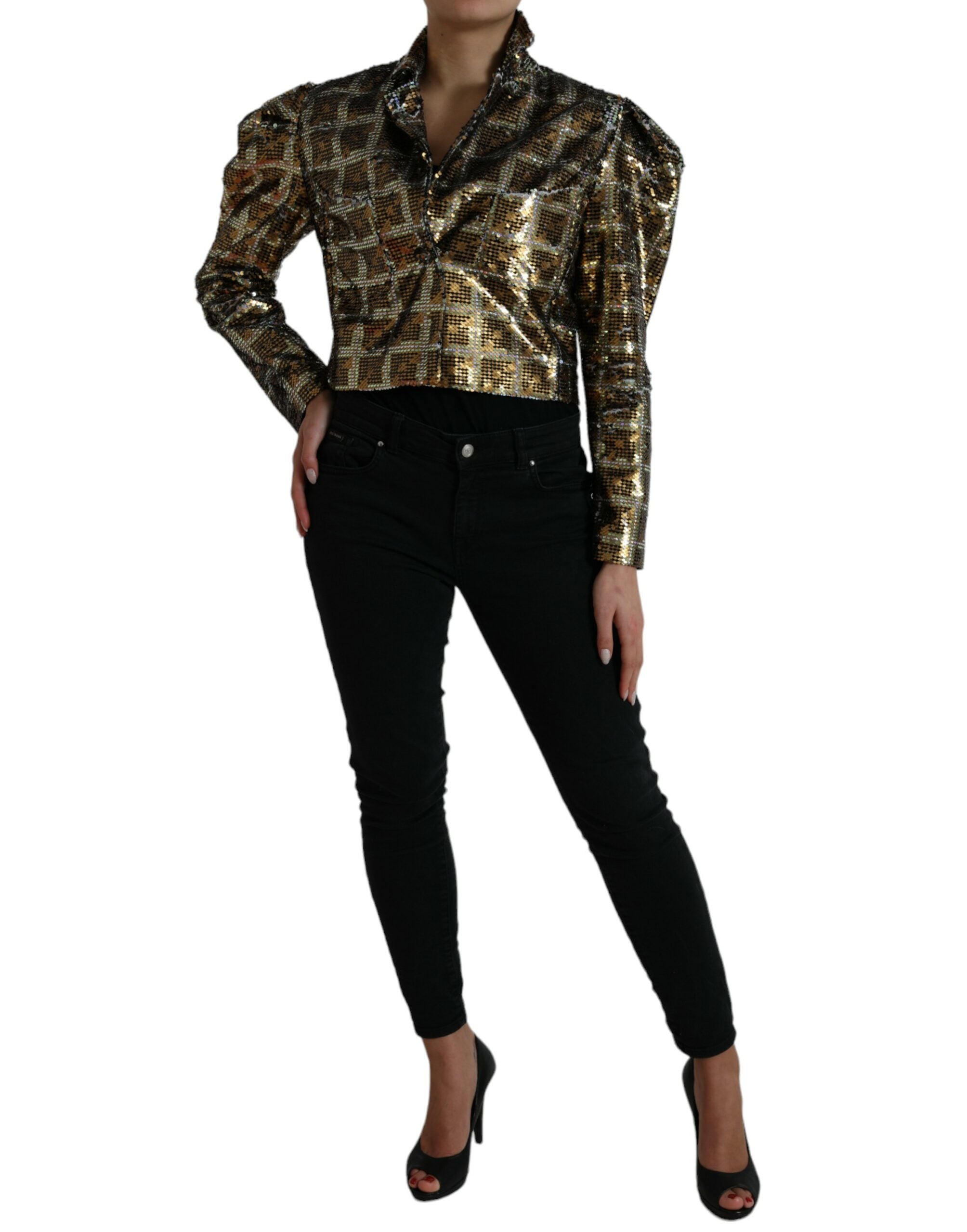 Mehrfarbige Pailletten-Kurzjacke aus Polyester