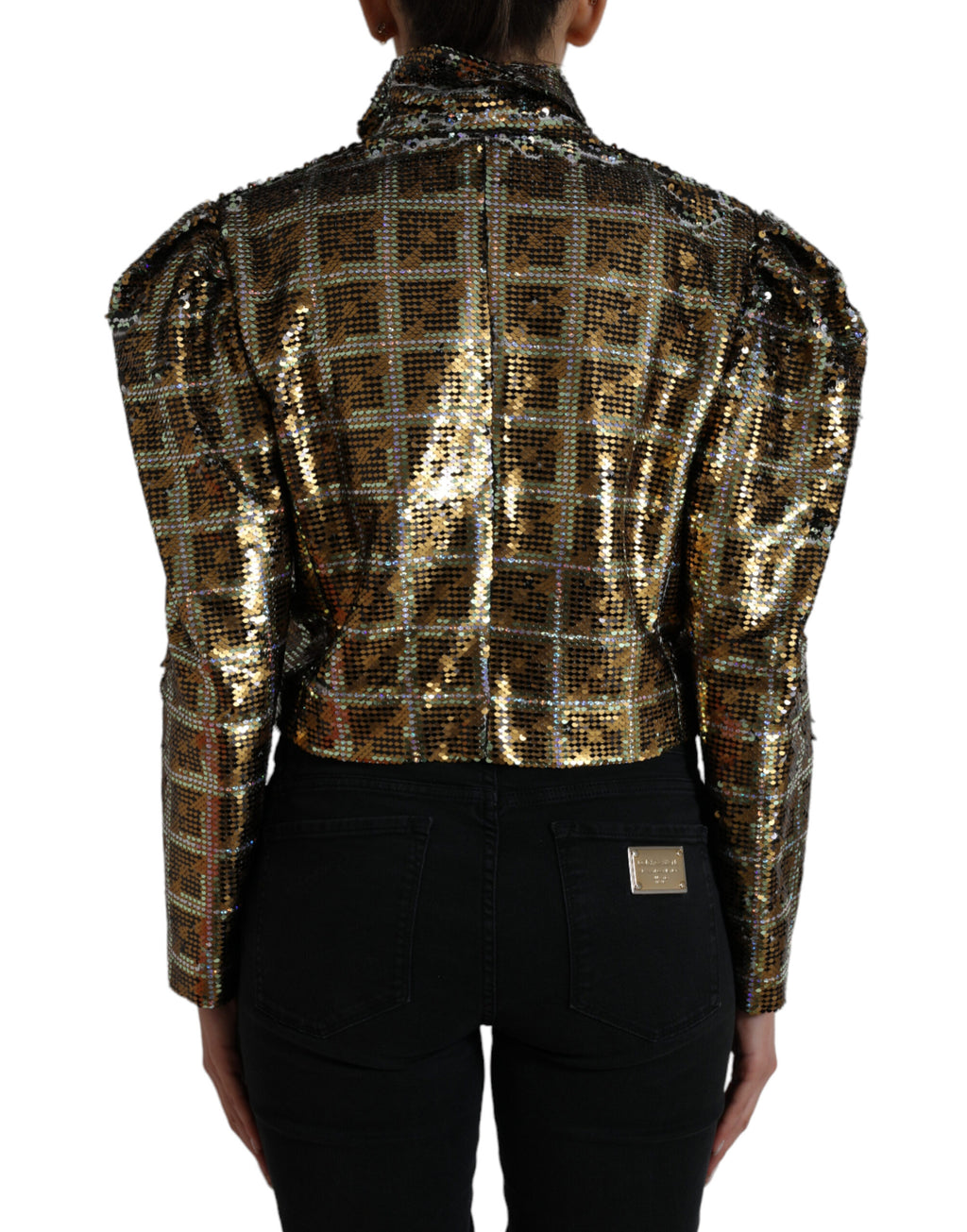 Mehrfarbige Pailletten-Kurzjacke aus Polyester