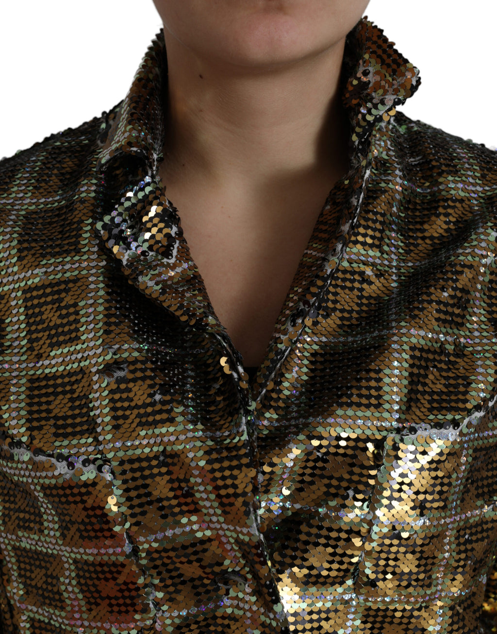 Mehrfarbige Pailletten-Kurzjacke aus Polyester