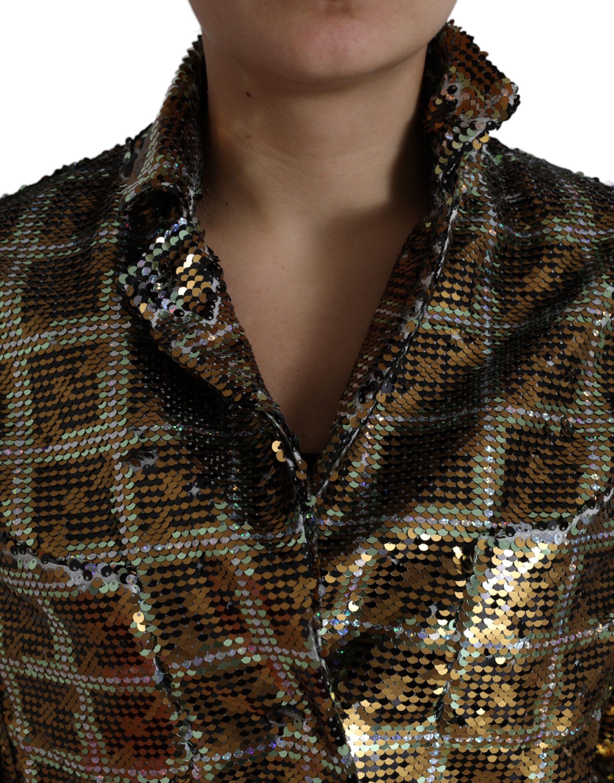 Mehrfarbige Pailletten-Kurzjacke aus Polyester