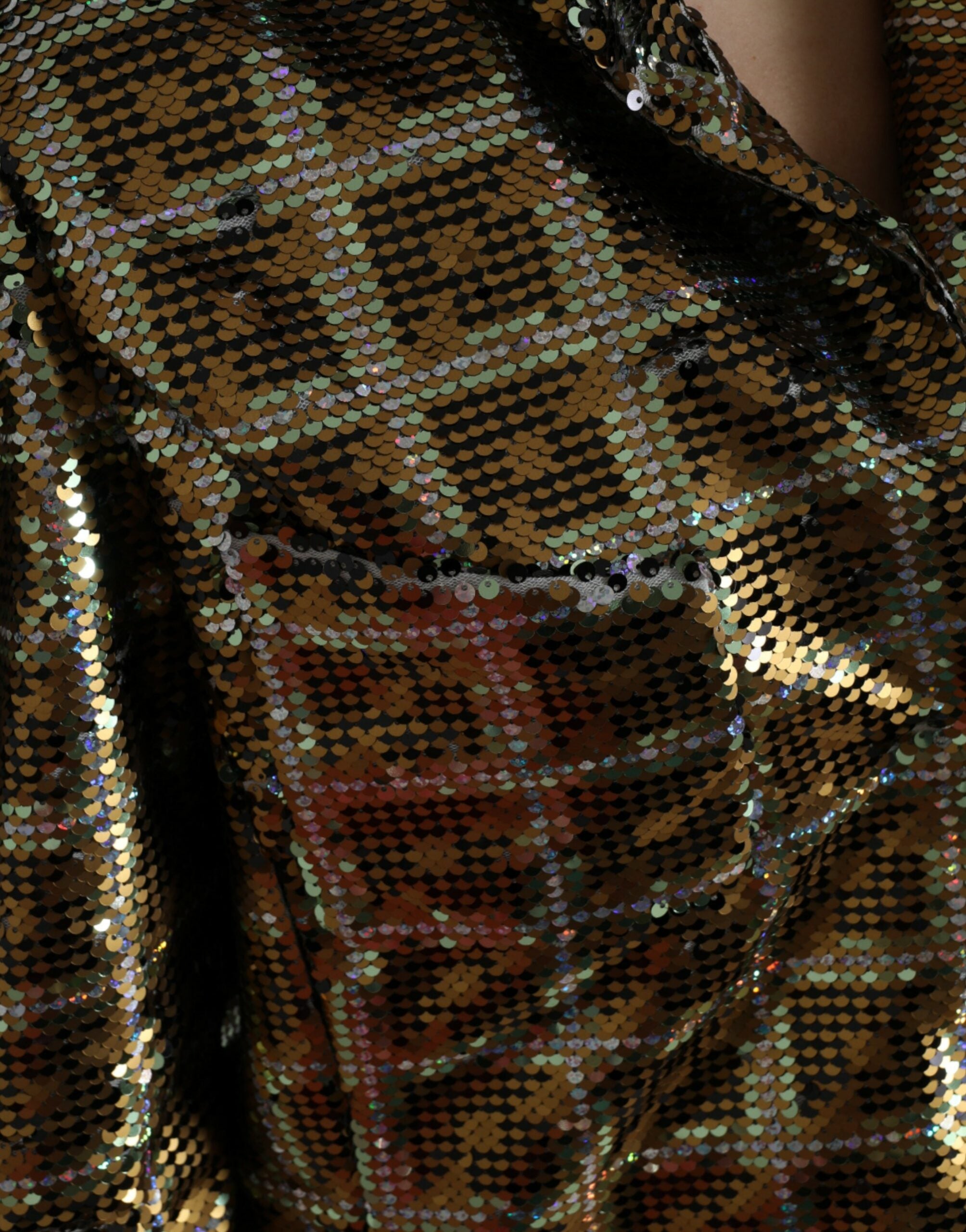 Mehrfarbige Pailletten-Kurzjacke aus Polyester