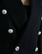 Schwarz gestreifte SICILIA Zweireiher-Jacke