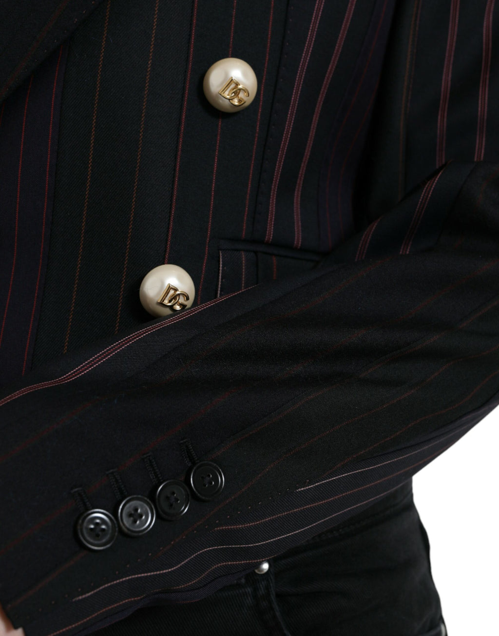 Schwarz gestreifte SICILIA Zweireiher-Jacke