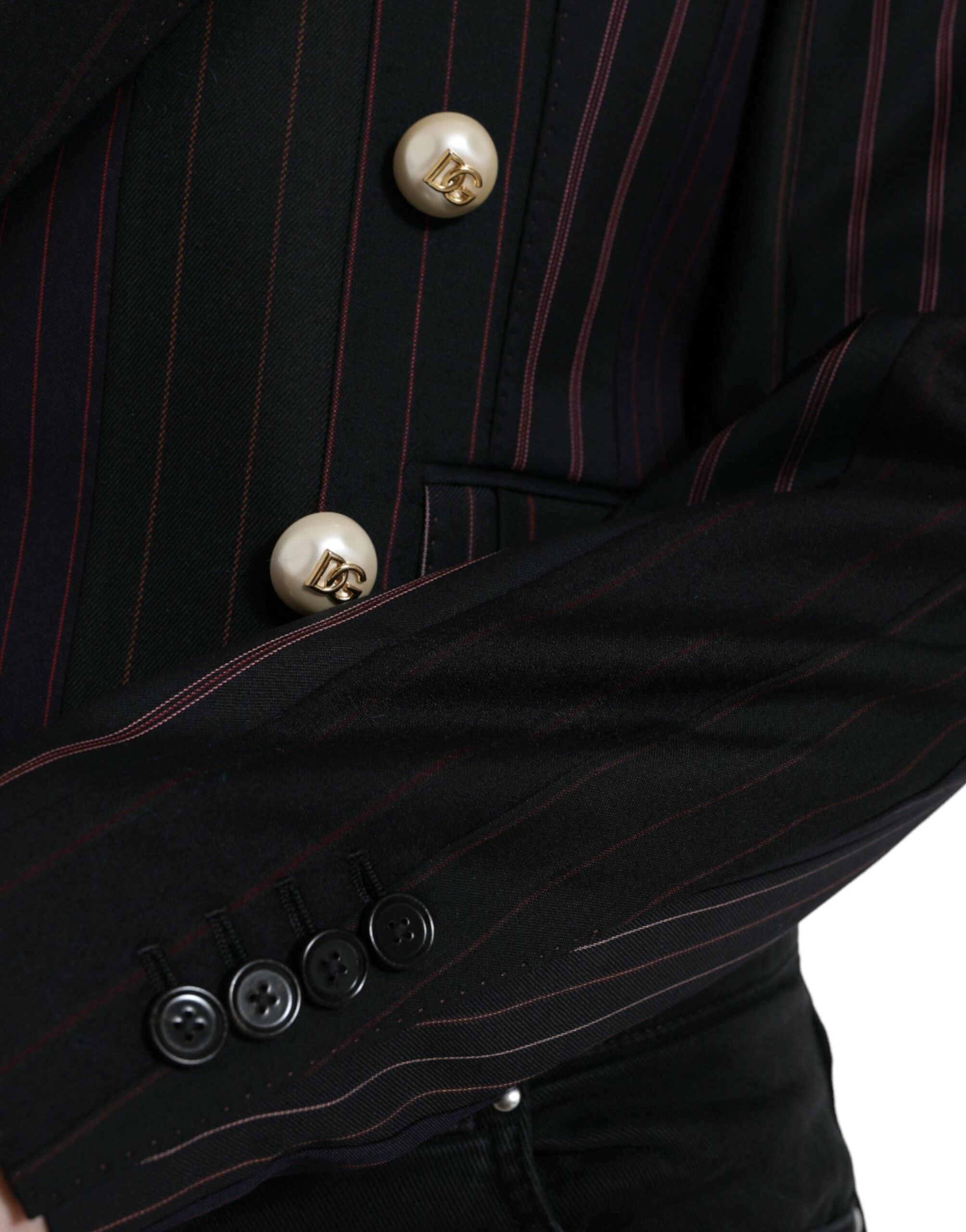 Schwarz gestreifte SICILIA Zweireiher-Jacke