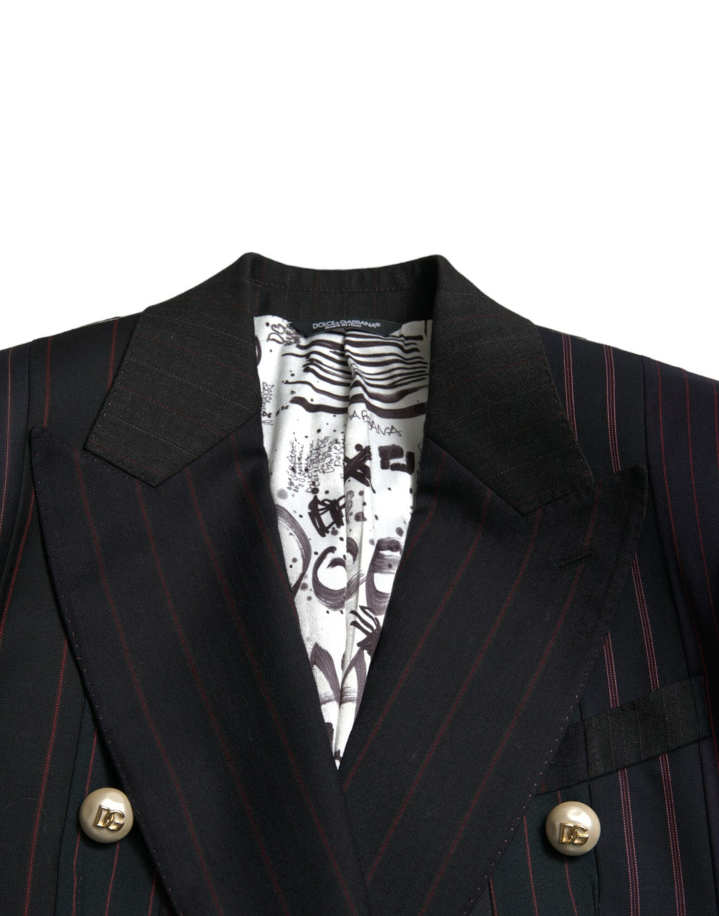 Schwarz gestreifte SICILIA Zweireiher-Jacke