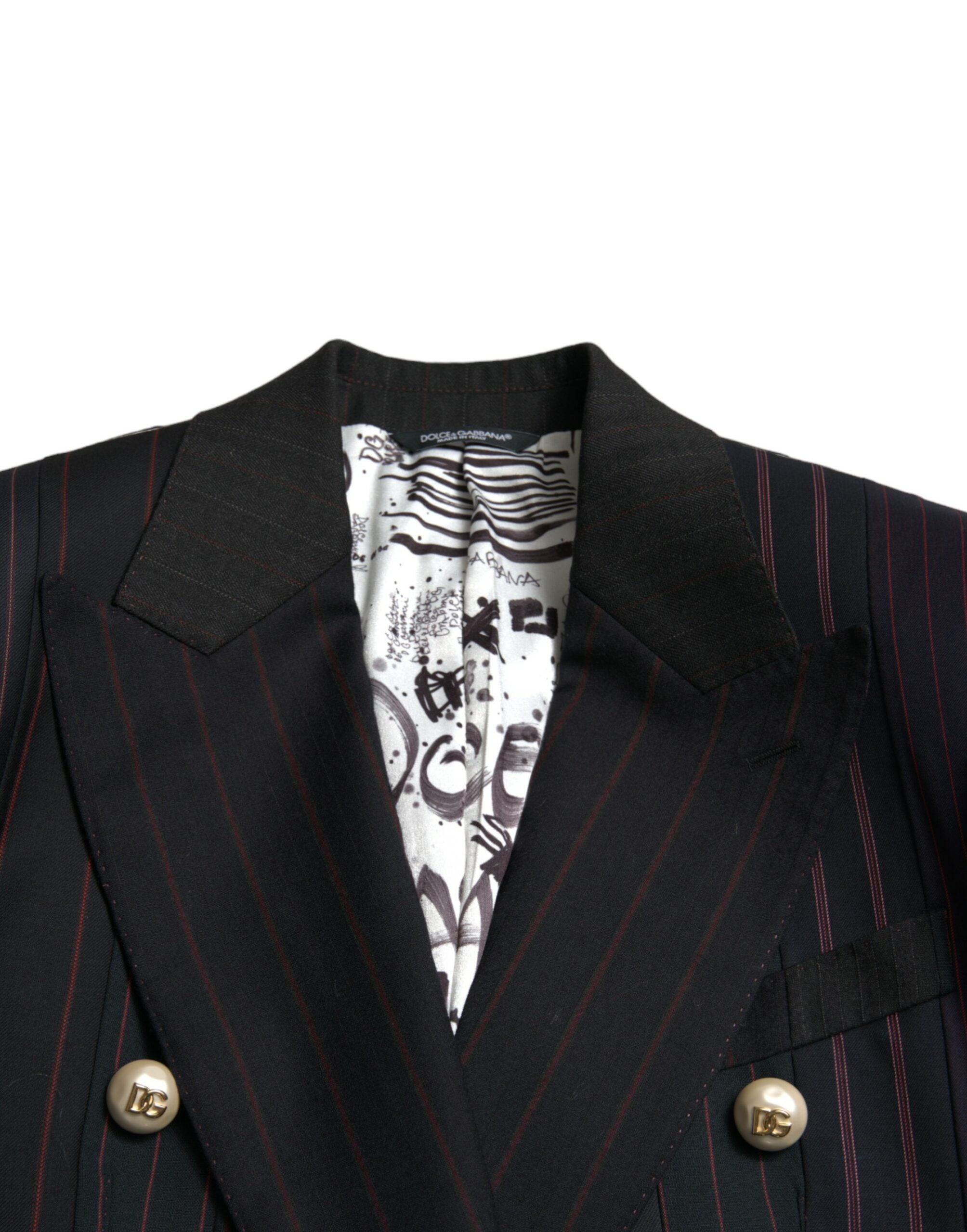 Schwarz gestreifte SICILIA Zweireiher-Jacke