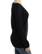 Schwarz gestreifter V-Pullover