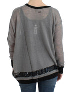 Gray embellished asymmetric sweater