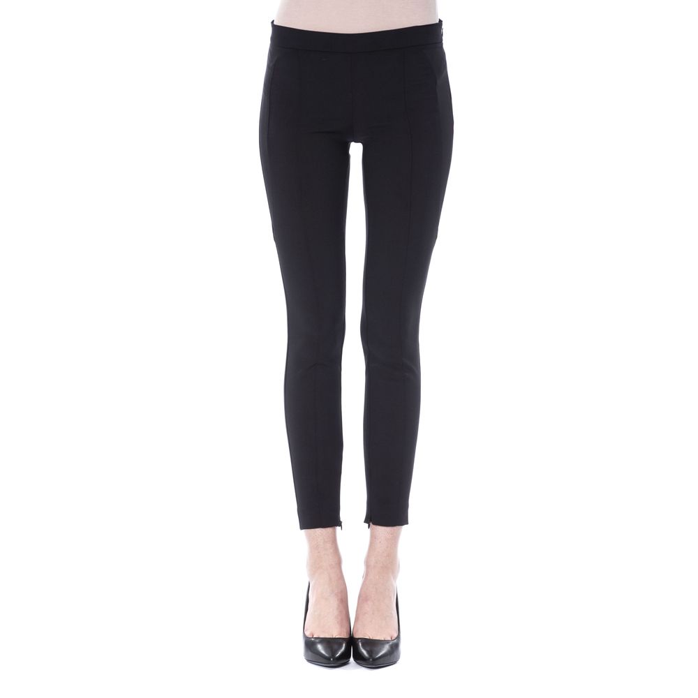 Schwarze Skinny-Hose für Damen aus Polyester