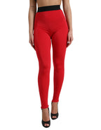 Red Nylon DG Logo Slim Leggings Pants