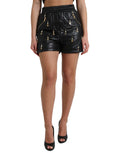 Schwarze High Waist Hotpants Shorts mit Verzierungen