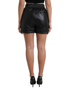 Schwarze High Waist Hotpants Shorts mit Verzierungen